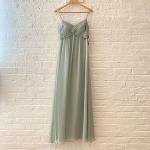 BHLDN Bridgette Chiffon Maxi Bridesmaid Dress Gown in Sage Green